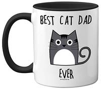 Stuff4 Taza Best Cat Dad Ever, regalos para los amantes de los gatos, regalos para papá, lindas tazas para hombres, café divertido de 11 onzas, cerámica apta para lavavajillas, mango negro de alta