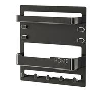 Sturdy Floating Shelves, Wall Mounted Storage Rack, Medium Kitchen Bathroom Organizer with Hooks, MDF Wood Wall Shelf Accessories with Cable Clips, Household Storage Solution for Desk Countertop Space
