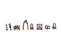 Stylebest Accesorios de Jardín de Hadas, Juego de Mesa y Sillas en Miniatura, Adornos de Muebles de Resina para Micropaisajes DIY, 8 Uds.