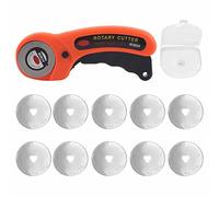 Stylebest Cortador de Tela con Placa Redonda Manual para Cortar Tela y Cuero sin Esfuerzo con 5 Cuchillas de Repuesto para Costureras (Cuchillo cortatelas + 10 hojas)