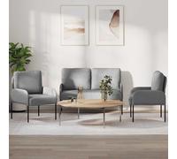Suave Contrachapado Moderno Interior Gris Claro 115x56x80 cm 3 Unidades | Juegos de sofás 3 uds. Gris Claro Madera contrachapada Sala Estar Moderno Poliéster Metal Patas 115x56x80 cm