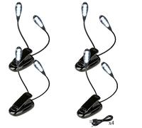 SUAVER SAVER 8LEDs Doble Cabeza Luz Lectura,luz Flexible Clip,Lampara de Lectura Pinza,2 Modos de Brillo,Lámpara para Atril de Música,Lámpara de atril para Leer,Trabajar (4pack)