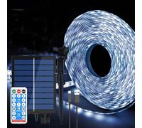 SUAVER Tira de Luces LED Solar para exteriores, 10m 240LED Impermeable Flexible Guirnaldas luminosas con Remoto,decoración de cadena de luces para jardín,decoración fiesta de Navidad (Blanco)