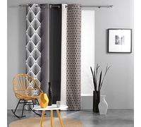 Suavidad Interior Suave Cortina con Ojales, 140 x 260 cm, poliéster Estampado Galileo, Color Negro