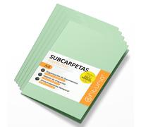 Subcarpetas Cartulina A4, Carpetas Archivadoras de Papel 180gr, Carpeta Clasificadora para Documentos, Pack de 50 Subcarpetas Oficina de Colores para Archivar y Ordenar Papeles - Ofituria (Verde)