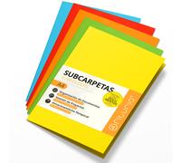 Subcarpetas Cartulina A4, Carpetas Archivadoras de Papel, Carpeta Clasificadora para Documentos, Pack de Varias Subcarpetas Oficina de Colores para Archivar y Ordenar Papeles - Ofituria Surtido Intens