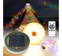 SUBOSI 10M Guirnaldas Luces Exterior Solar&USB Carga,130Leds RGB Cadena de Luces para Camping,13 modelos,Cadena Bombillas Solares Impermeable IP65 Exteriores Guirnalda de Luces Camping LED