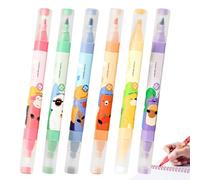 Subrayadores Bonitos - Marcadores Fluorescentes Doble Punta, 6 Colores, Estampado Animal - Pack Rotuladores Artísticos Para Niños,para estudiantes, adultos, dibujo, apuntes, oficina, escuela, manualid