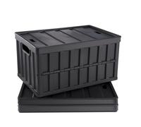 SucceBuy Juego de 3 contenedores de almacenamiento plegables de 45L/65L, cajas de garaje apilables y plegables con tapas para ropa, aperitivos y comestibles 45L