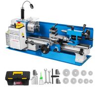 SucceBuy Mini torno de metal 7 "x 14" 550W 180x350mm velocidad variable + portabrocas de 3 mordazas para metalurgia torneado perforación roscado Upgrade