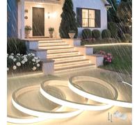 SUCIKORIO 5 Metros Neon Tira de Luces LED Habitacion Sin Enchufe Silicona 220V Tiras LED de Interior Exterior Impermeable Incombustible IP65 Blanco Neutra 4000K Leds Strip Neón Flexible 5m 120 LED/m