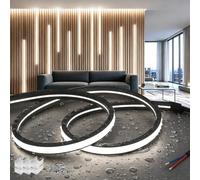 SUCIKORIO 5 Metros Neon Tira de Luces LED Panel Acustico Sin Enchufe 220V | Blanco Frio 6000K Silicona Negro Tiras LED Luz Habitacion Exterior Impermeable IP65 Led Strip Neón Flexible Sin Transformador