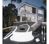 SUCIKORIO Neon Tira de Luces LED Habitacion 10m, Silicona 220V COB Tiras LED de Interior Exterior Impermeable Incombustible IP65 Blanco Frío 6000K Redondo Led-Strip Neón Flexible 120 LED/m con Enchufe