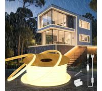 SUCIKORIO Neon Tira LED 10 metros, Silicona 220V COB Luces LED Habitacion Exterior Impermeable Incombustible IP65 Blanco Cálido 3000K Redondo Leds Strip Neón Flexible 2m 120 LED/m con Enchufe
