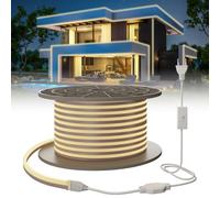SUCIKORIO Neon Tira LED 50 metros, 220V Luces LED Habitacion Exterior 50m Impermeable IP65 Blanco Neutra 4000K Leds Strip Lights Neón Flexible 120 LED/m con Enchufe