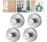 Suction Cup Hooks for Wreaths on Glass Door, Wood Door, Front Door, Sturdy Wreath Hook Heavy Duty, Hanging up to 15 lbs, Waterproof Rustproof No-Drill Hanger for Shower, Bathroom (4pcs,Silver B)