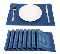 SUEH DESIGN Manteles Individuales Juego de 8, PVC 45 * 30cm, Azul Oscuro