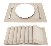 SUEH DESIGN Manteles Individuales Juego de 8, PVC 45 * 30cm, Beige