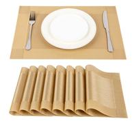 SUEH DESIGN Manteles Individuales Juego de 8, PVC 45 * 30cm, Dorado