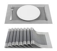 SUEH DESIGN Manteles Individuales Juego de 8, PVC 45 * 30cm, Gris