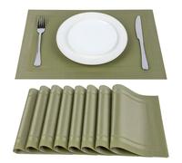 SUEH DESIGN Manteles Individuales Juego de 8, PVC 45 * 30cm, Verde Oliva