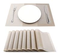 SUEH DESIGN Manteles Individuales Juego de 8, Salvamanteles Individuales PVC, Conjunto de Alfombrillas para Comedor 45 cm* 30 cm, Beige