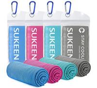 Sueken Juego de 4 Toallas de Refrigeración, 100x30 cm, Microfibra, Toallas Refrescantes para Gimnasio y Fitness