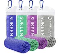 Sueken Toallas de Enfriamiento, Paquete de 4, Toalla de Hielo para el Cuello, Toalla Fría para Gimnasio, Hombres y Mujeres (4 Piezas, Azul Rey/Verde)