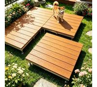 Suelo Terrazas Baldosas Exterior De Madera Composite, Baldosas Modulares | Suelo Modular Portátil para Terraza, Jardín, Camping, Eventos y Comedores(Teak,100cm/39.4in)