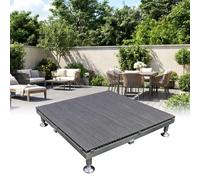 Suelo Terrazas Baldosas Exterior De Madera Composite Con Patas Niveladoras | Modulares Kit De Tarima Flotante,Impermeable Y Antihumedad, Pesanti Carga 500Kg/m², Suelo Campistas(Grey,100cm/39.4in)