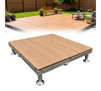 Suelo Terrazas Baldosas Exterior De Madera Composite Con Patas Niveladoras | Plataforma Modular De Madera Compuesta Para Exteriores, Patas Regulable para Patio, Jardín y Césped(Wood color,100cm/39.4in)