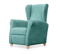 SUENOSZZZ-ESPECIALISTAS DEL DESCANSO Sillón Relax orejero Irene reclinable con Patas de Madera, Relax nórdico tapizado en Tela Antimanchas Turquesa