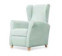 SUENOSZZZ-ESPECIALISTAS DEL DESCANSO Sillón Relax orejero Irene reclinable con Patas de Madera, Relax nórdico tapizado en Tela Antimanchas Verde Agua