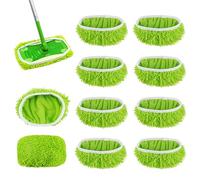 Suevut 10 Piezas para Swiffer Sweeper Mopa Recambios 25,4x11,5cm Kit | para Swiffer Sweeper Mop Fregona Recambio Reutilizables Húmedo y Seco, para Limpieza de Suelos Duros