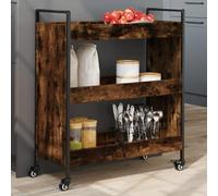 Sufrk Carrito de Cocina Madera ingeniería Roble Ahumado 70x30x82 cm Mueble Auxiliar de Cocina Carro Cocina Auxiliar Carrito Cocina