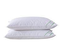 SUFUEE Par de almohadas de plumas y plumón de ganso de lujo con funda 100% algodón (estándar (50% plumón))