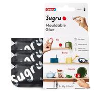 Sugru Mouldable Glue de tesa, adhesivo fuerte multiusos, envase de 3 (3 x 3,5 g) en Negro
