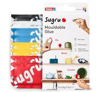 Sugru Mouldable Glue de tesa, adhesivo fuerte multiusos, envase de 8 (8 x 3,5 g) en Rojo, Azul, Amarillo, Negro y Blanco