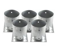 Suinga Base para Poste 10 cm Zincada Acero | Pack 5 Soportes para Postes de Madera Redondos para Anclaje en Suelo | Escuadras Metalicas de Altura 15 cm para Fijacion de Vallas, Vigas Madera