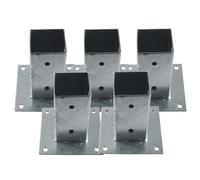 Suinga Base para Poste Zincada Acero | Soporte para Postes de Madera Cuadrados para Anclaje en Suelo | Escuadras Metalicas para Fijacion de Vallas, Vigas Madera, Estructura Decorativa (5, 7x7 cm)
