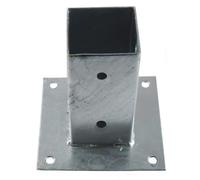Suinga Base para Poste Zincada Acero | Soporte para Postes de Madera Cuadrados para Anclaje en Suelo | Escuadras Metalicas para Fijacion de Vallas, Vigas Madera, Estructura Decorativa (1, 14x14 cm)