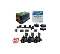 SUINGA Kit de Riego Automático 3 zonas para riego electrico. Conjunto de Temporizador + Electroválvulas + Accesorios de instalación