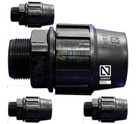 Suinga Pack 4 Enlace Macho Polietileno 20mm x 1/2" para Tuberia de polietileno 20 mm | Enlace rosca macho 20 Aenor | Conector riego, negro