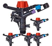 Suinga Pack 5 Aspersor de riego Agricola 3/4'' | Aspersor Antiheladas | Aspersores cesped 13 a 18 m | Aspersor Jardin Ajustable 0 a 360º, Negro