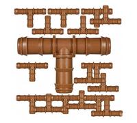 Suinga Te de Riego por Goteo 16mm | Pack 10 Conector Triple para Tuberia de Polietileno | Emaplme Rapido Para Manguera y Huerto | Accesorio Profesional Color Marrón