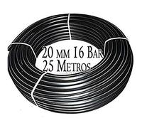 Suinga Tuberia agua potable 20mm 16 bar 25 metros | Tuberia 20 mm PE100 Alimentaria alta densidad | Tuberia Polietileno banda azul AENOR, negro