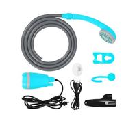 SUIOPPYUW Bomba de ducha portátil para campamento con batería recargable, manténgase fresco en cualquier lugar, ducha portátil para acampar, ABS, amplia aplicación, azul negro