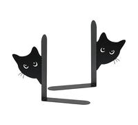 Sujetalibros de gato - Par de sujetalibros de metal para gatos, divisor antideslizante para estanterías, tapón decorativo negro resistente con escenario de biblioteca de escritorio de oficina en casa