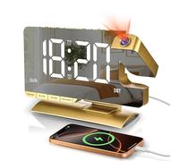 Sukeen Despertador con proyección, Despertador Digital con proyector Giratorio de 180°, Reloj Despertador con proyector de 7,3 Pulgadas con Doble Alarma, repetición, indicador del día de la Semana