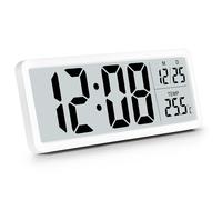 Sukeen Reloj de pared digital alimentado por batería, reloj de pared digital con grandes números, temperatura, 12/24 horas, reloj de mesa digital de pared para sala de estar dormitorio oficina escuela